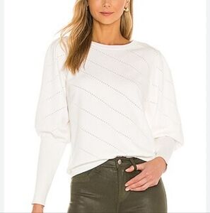 Milly Diagonal Pointelle Poof Sleeve Sweater